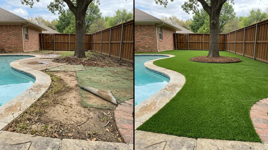 Result artificial grass installation in Arlington - Arlington Turf Installation